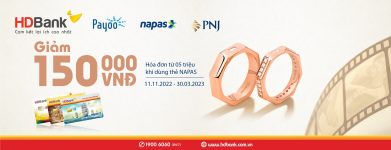 Giảm 150.000 VND tại PNJ khi thanh toán bằng thẻ HDBank Napas